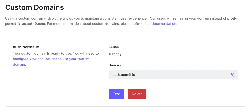 Custom Domain Enabled